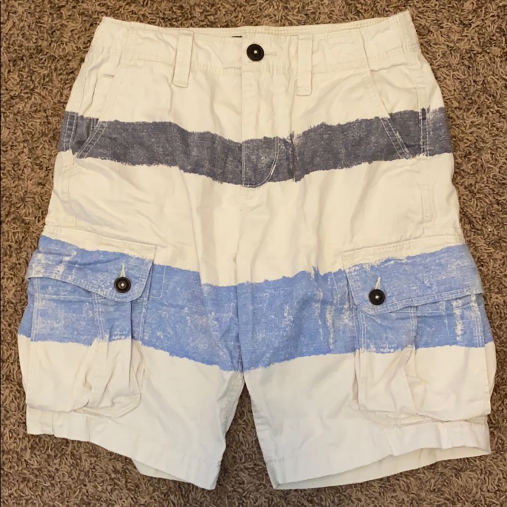 White, Blue, and Gray American Eagle Cargo Shorts!